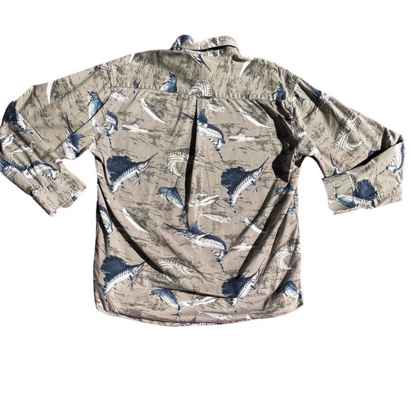 Magellan Sportswear Swordfish Print Button Up Long-sleeve Medium - Picture 3 of 5